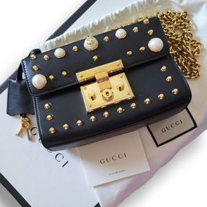 💯Authentic Gucci Padlock Studs and Pearls Shoulder Bag